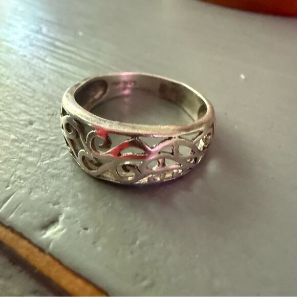 NF 925 Sterling Silver Scroll Ring Size 8.5 - Picture 7 of 13